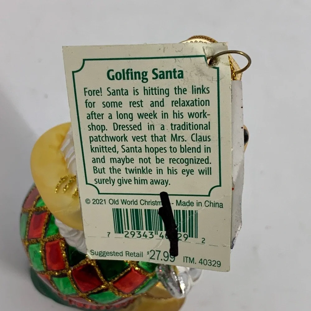 Old World Christmas Golfing Santa Glass Ornament‎ Golfer Christmas Tree